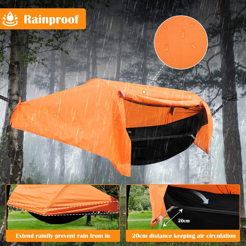 W WINTMING WintMing Hammock with Mosquito Net and Rain Fly Cover 3 in 1 Camping Hammock Tent 440lbs Load - Image 3