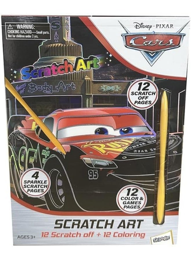 SKOODLE Disney Scratch Art for Kids3+ Scratch Paper Colouring Activity Book with Pictures&Games Children's Scratch Paper Art Set, Craft Art and DIY Painting Children's Educational Toys(Cars) - Image 1