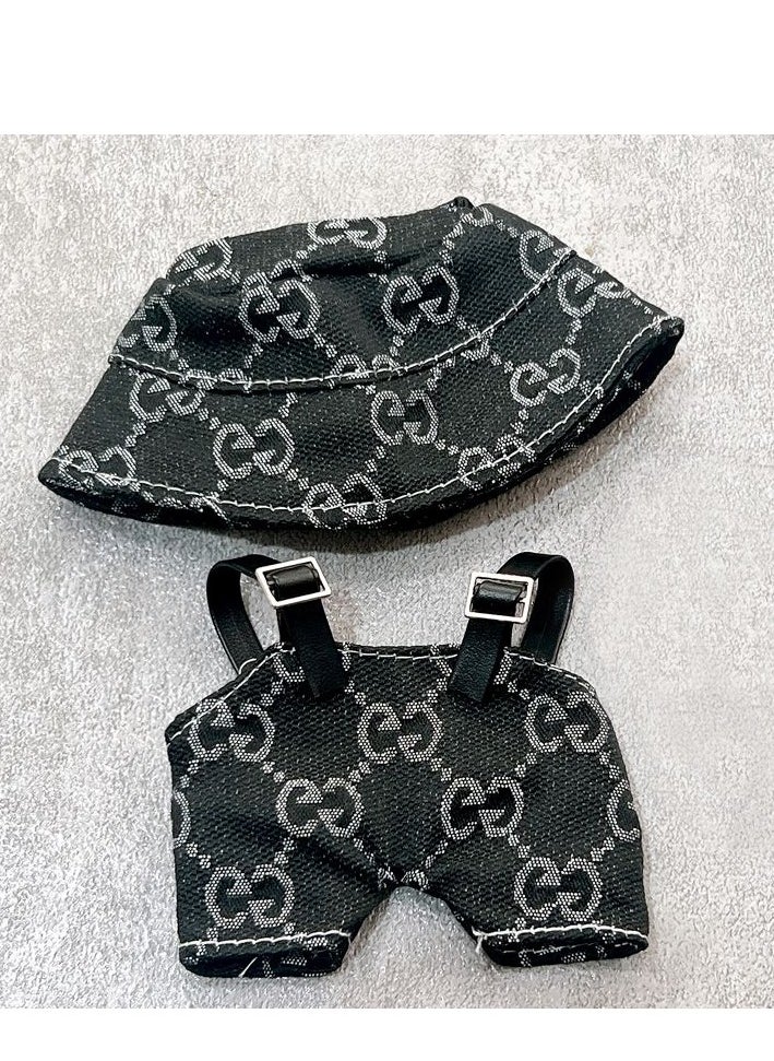 LABUBU Labubu Sleek Black Denim Set: Jumpsuit & Hat for 17cm Doll - Chic Night-Out Look (Doll/Shoes Not Incl.)  - Image 2