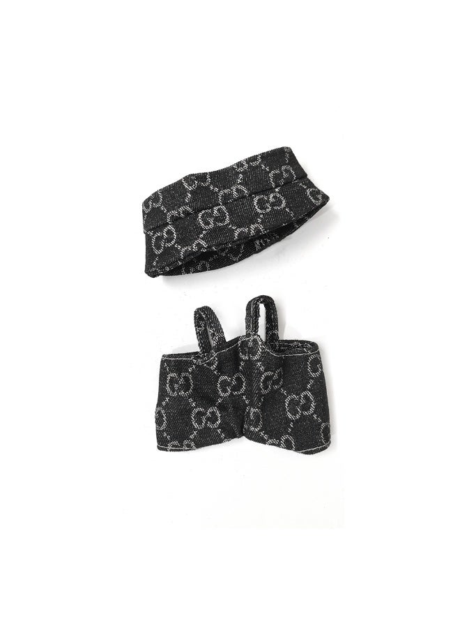 Sleek Black Denim Doll Clothes Set: Jumpsuit & Hat for 17cm Dolls - Fits 1st-3rd Gen (Doll/Shoes Excluded)  - Image 1