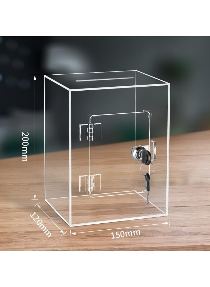 VITION Acrylic Piggy Bank with Key Lock for Adults & Kids to Safe Money Cash Coin Clear Transparent Square  - Image 2