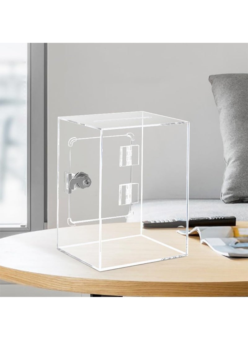 VITION Acrylic Piggy Bank with Key Lock for Adults & Kids to Safe Money Cash Coin Clear Transparent Square  - Image 5