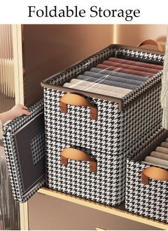 DUNISO 3 Pieces Foldable Closet Storage Organizer with Lids Washable Closet Storage Box with Carrying Handles Cube Storage Bin for Clothes Wardrobe Home Bedroom Office  - Image 4