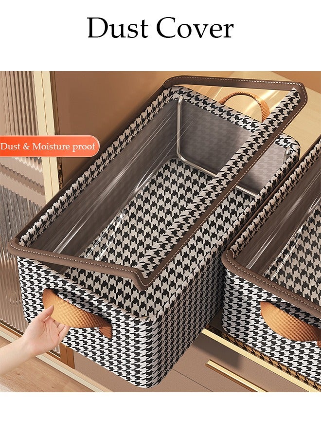 3 Pieces Foldable Closet Storage Organizer with Lids Washable Closet Storage Box with Carrying Handles Cube Storage Bin for Clothes Wardrobe Home Bedroom Office