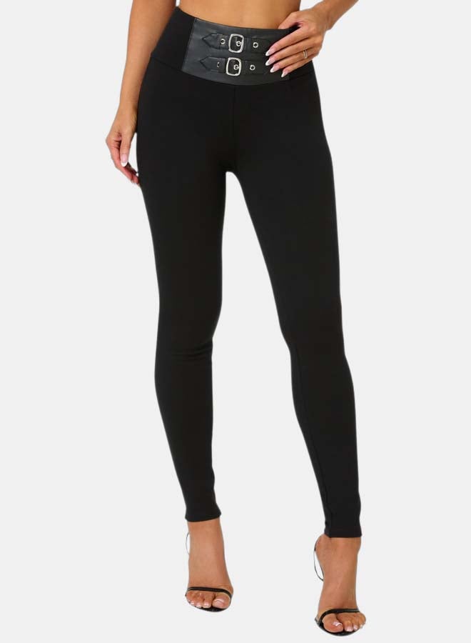 bebe High Waist Vegan Leather Belt Legging - Image 1