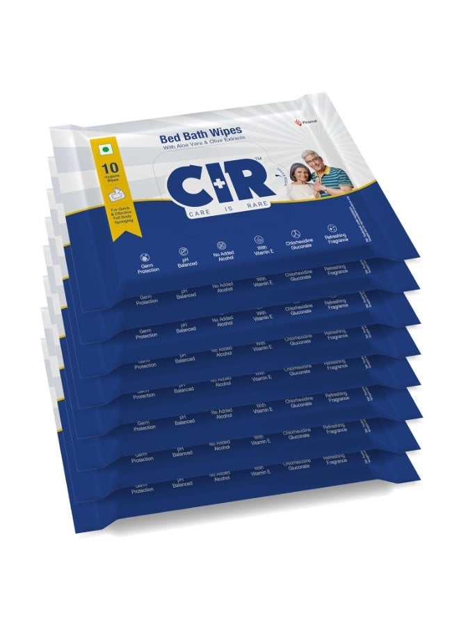 CIR Soft Body Cleansing Wet Bed Bath Wipes for Adults | Body Sponging | Extra Large, 10 Wipes/Pack (Pack of 8), 80 Wipes, White, One Size - Image 1