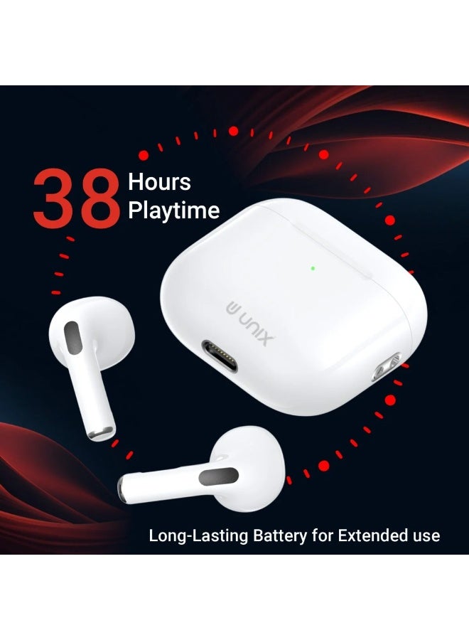 يونيكس سماعات أذن Unix UX-3000 iSMART TWS - وقت تشغيل لمدة 38 ساعة، صوت واضح وتصميم أنيق مدمج - Image 3
