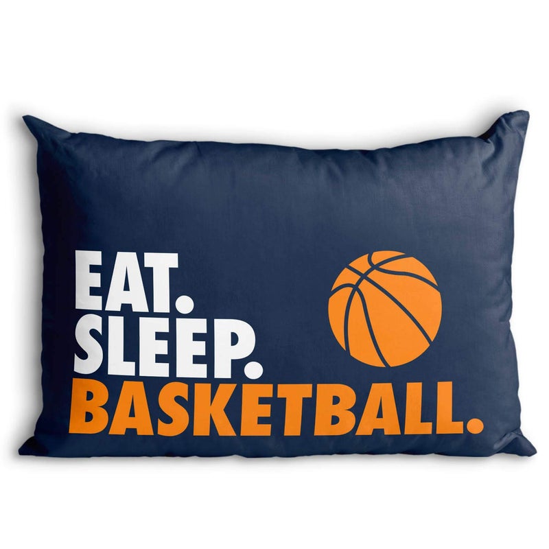 ChalkTalkSPORTS Eat Sleep Basketball Pillowcase  Home Decor  Navy - Image 1