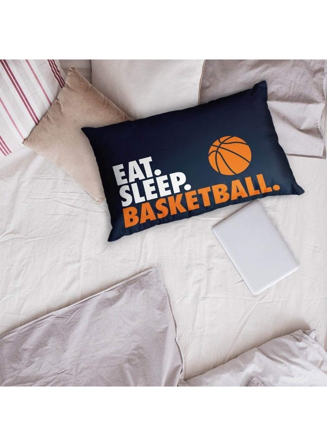 ChalkTalkSPORTS Eat Sleep Basketball Pillowcase  Home Decor  Navy - Image 3