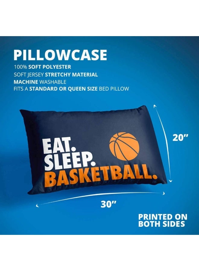 ChalkTalkSPORTS Eat Sleep Basketball Pillowcase  Home Decor  Navy - Image 2
