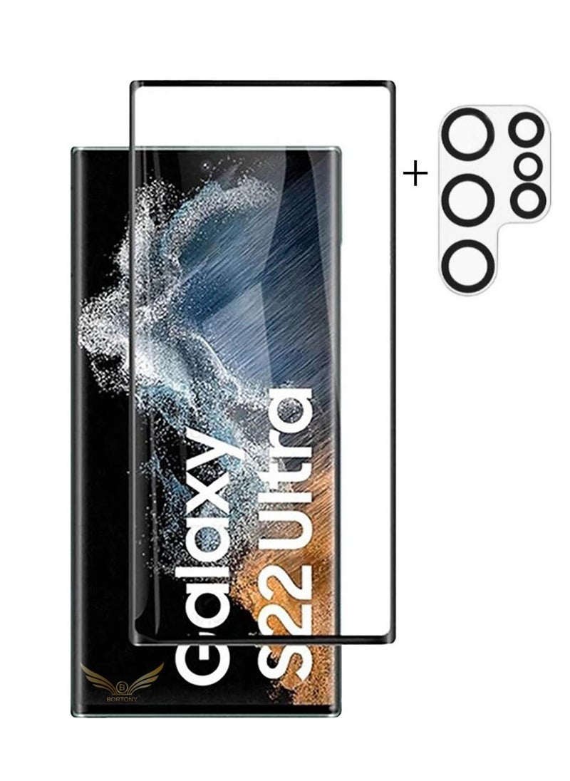 BORTONY Galaxy S22 Ultra Screen Protector [1+1 Pack] Camera Lens Protector, Fingerprint Unlock Support, HD Tempered Glass, Touch Sensitive, Anti Scratch, for Samsung S22 Ultra 5G Glass  - Image 1