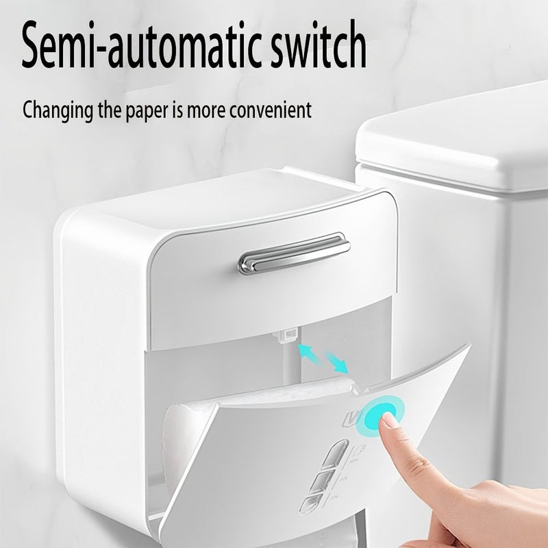 1pc Grey Non Drilling Bathroom Toilet Tissue Box Holder Multifunctional Storage Box For Bathroom Toilet Washroom - Image 2