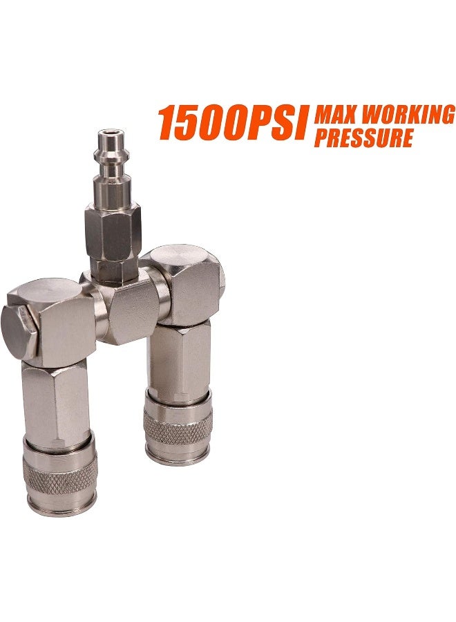 C CLINK 2-Way Air Hose Splitter Fittings, High Pressure Resistance Air Hose Connector, 360 Degree Swivel Design, Air Compressor Accessories Fittings - Image 2