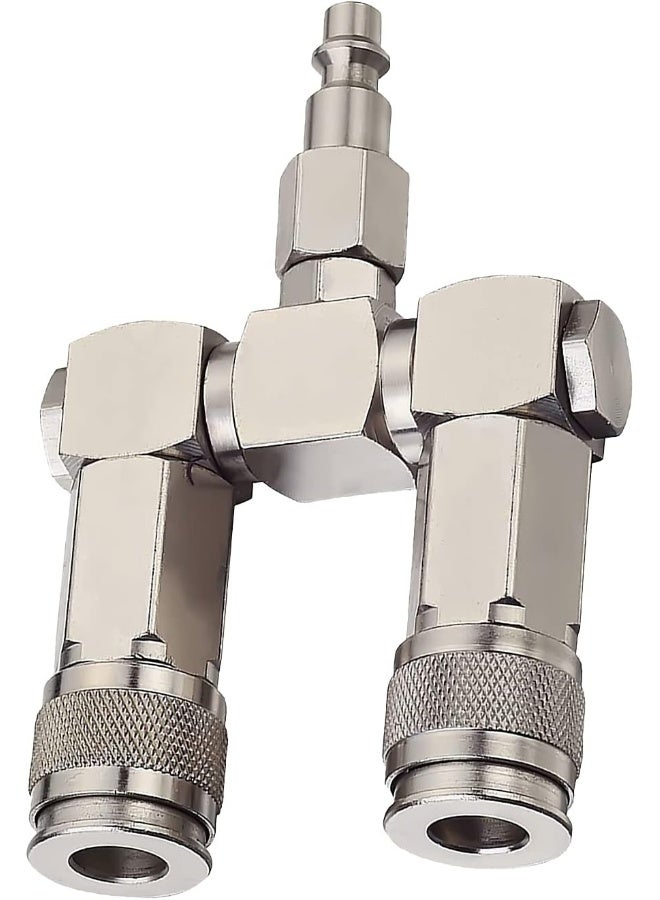C CLINK 2-Way Air Hose Splitter Fittings, High Pressure Resistance Air Hose Connector, 360 Degree Swivel Design, Air Compressor Accessories Fittings - Image 1