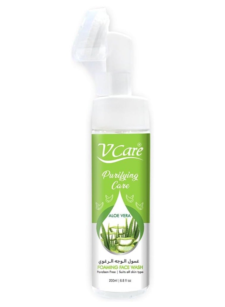 VCare V Care Foaming Face Wash 200ml | Aloe Vera Infused | Gentle Cleanser for Blissfully Calm Skin  - Image 1