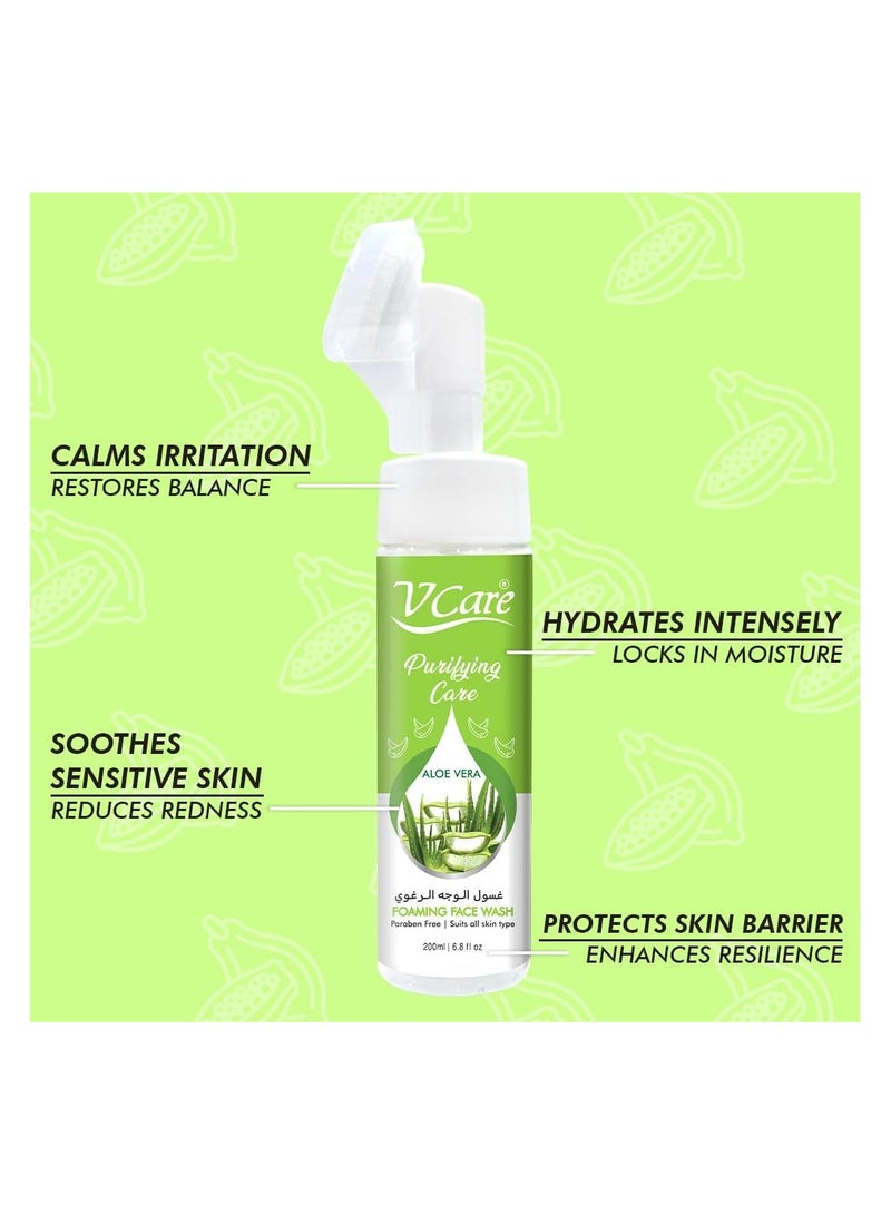 VCare V Care Foaming Face Wash 200ml | Aloe Vera Infused | Gentle Cleanser for Blissfully Calm Skin  - Image 3
