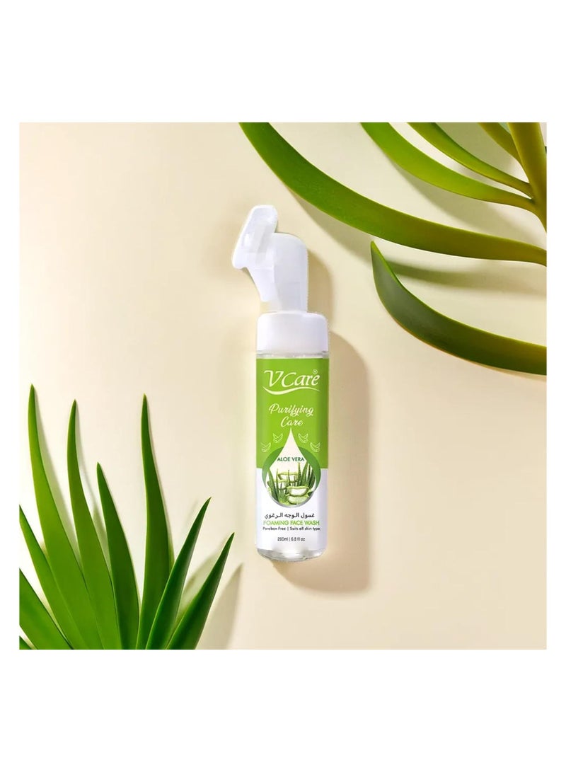 VCare V Care Foaming Face Wash 200ml | Aloe Vera Infused | Gentle Cleanser for Blissfully Calm Skin  - Image 4