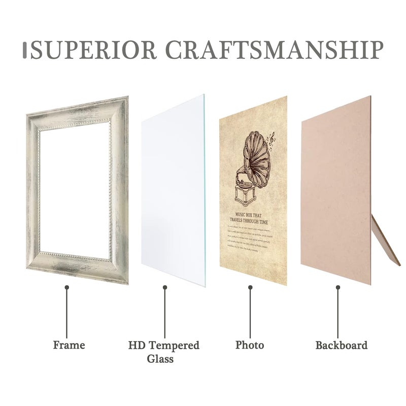 Tkygu 4?6 Picture Frame Set Of 4 Vintage Photo Frame  Rustic Retro Picture Frame With Tempered Glass  Decorative Art On Walls And Tabletop Placement Family Friends Wedding Gift - Image 3