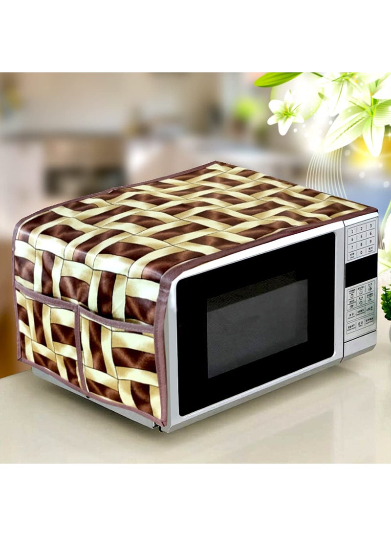 KANUSHI KANUSHI Industries MicrowaveOven Top Cover With 4 Utility Pockets 1 Pc Top Load Semi Automatic Washing Machine Cover MICROWASMACSEMIBROWNGOLDENLINE  - Image 2