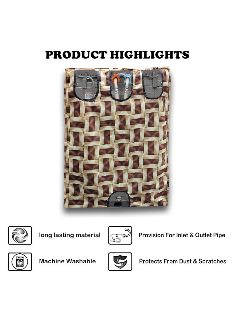 KANUSHI KANUSHI Industries MicrowaveOven Top Cover With 4 Utility Pockets 1 Pc Top Load Semi Automatic Washing Machine Cover MICROWASMACSEMIBROWNGOLDENLINE  - Image 4