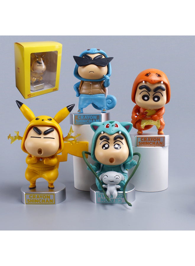 Crayon Small COS Pokemon Piccajani Turtle Fire Dragon Pokemon Q Edition Ornaments Blind Box Gashapon-اللون: Crayon Shin: Pikachu (صندوق النافذة) - Image 2