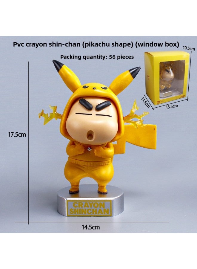 Crayon Small COS Pokemon Piccajani Turtle Fire Dragon Pokemon Q Edition Ornaments Blind Box Gashapon-اللون: Crayon Shin: Pikachu (صندوق النافذة) - Image 1
