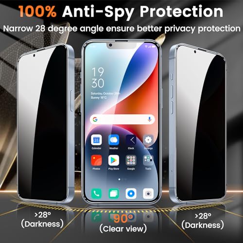Lesakit 3+3 Pack Privacy Screen Protector for iPhone 14 6.1-Inch with 3 Pack Camera Lens Protector, Anti Spy Tempered Glass Film 9H Hardness Bubble Free Case Friendly - Image 3