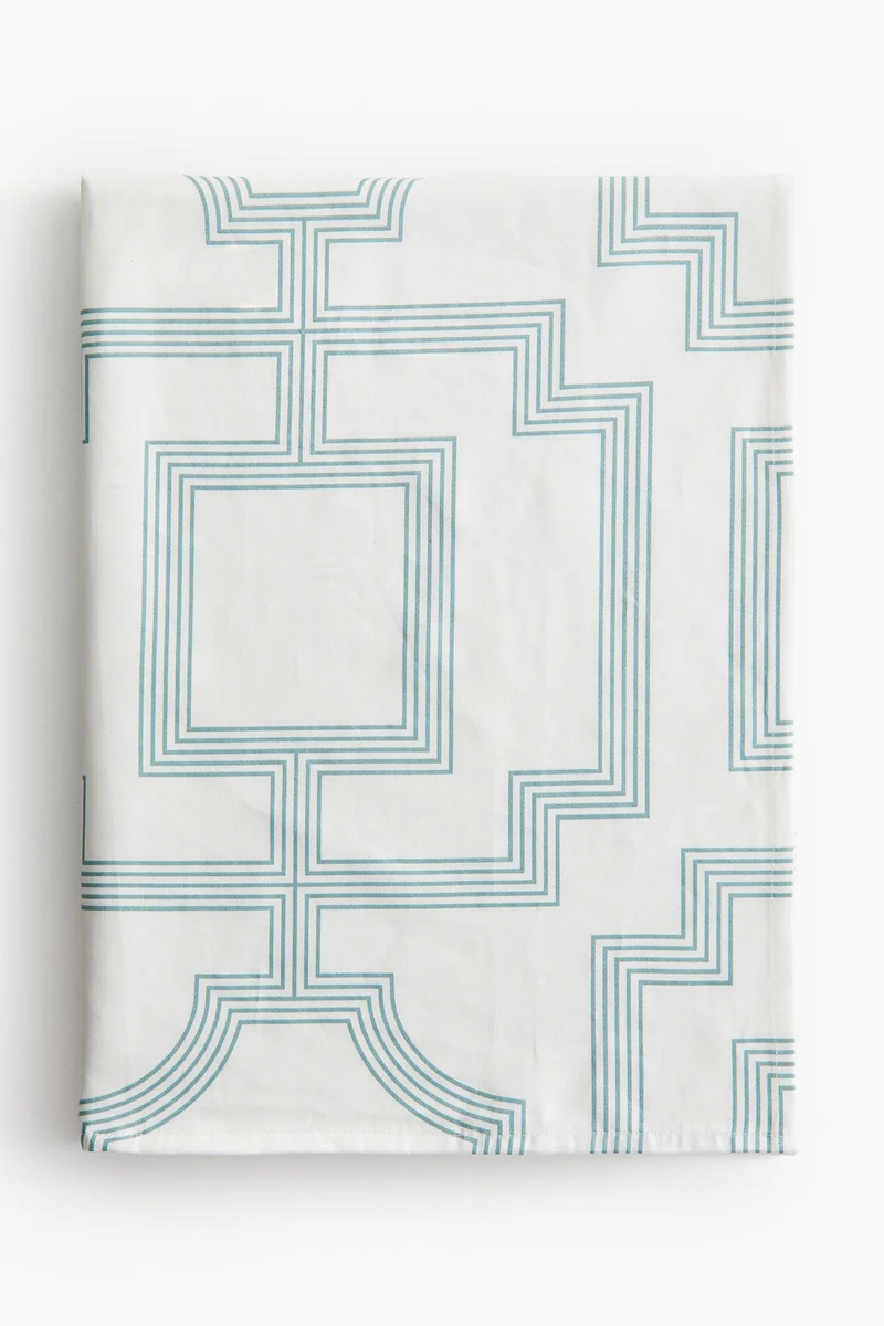 اتش اند ام مفرش طاولة من القطن المزين بنقوش