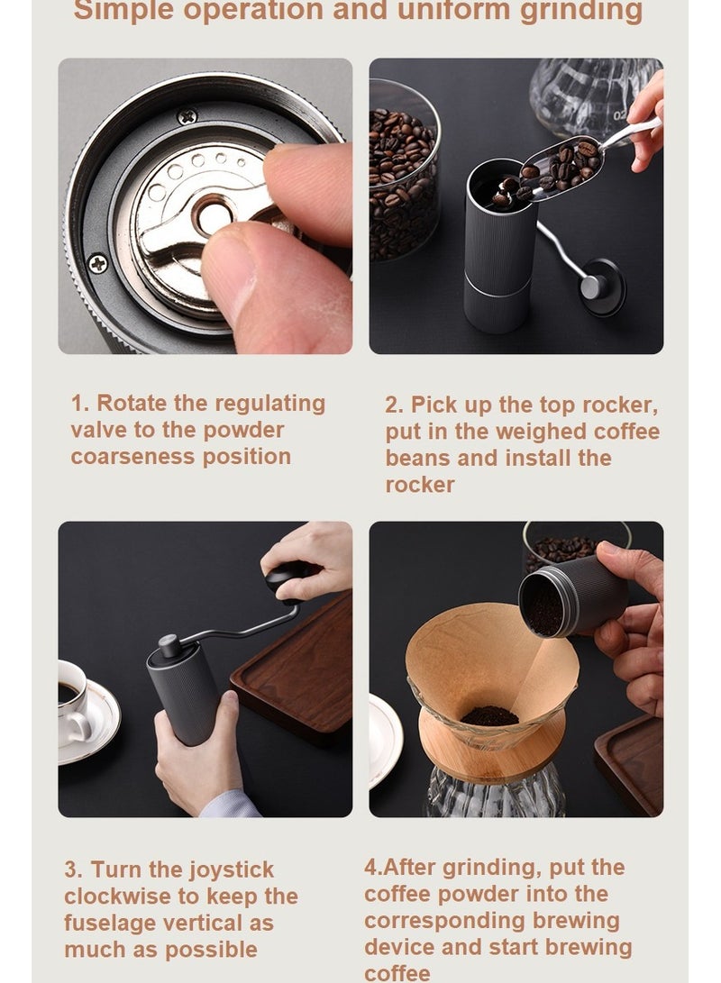 شيكسين مطحنة قهوة محمولة رائعة، مطحنة حبوب قهوة يدوية V60، مصنوعة من المعدن، قلب طحن CNC من الفولاذ المقاوم للصدأ بدرجة الطعام، خشونة قابلة للتعديل على عدة مستويات، جزيئات موحدة، مناسبة للقهوة الفرنسية أو القهوة اليدوية أو الإسبريسو التركي أو القهوة الباردة. - Image 4