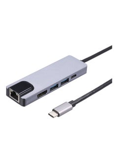 نيبمينينت موزع بمنفذ USB بتصميم 5 في 1 Type-C أسود/ فضي  - Image 3