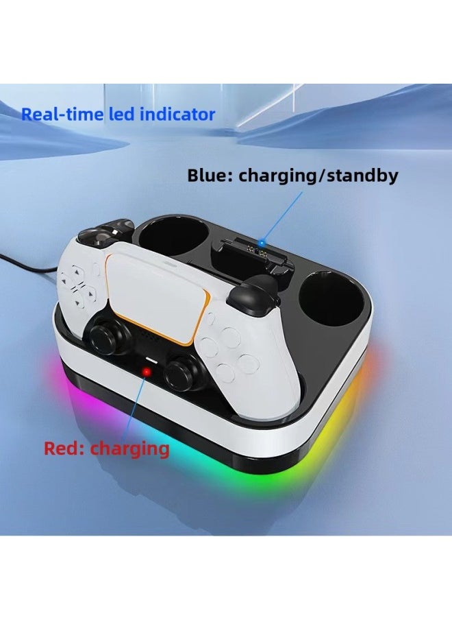 Generic - PS5 Gamepad Charging Bottom Charging PS5 Portal Streaming Handheld Charging Seat Charging PS5 Handle Charger-Color:2 Handles And 1 Handheld Machine Can Be Charged At The Same Time - Image 1