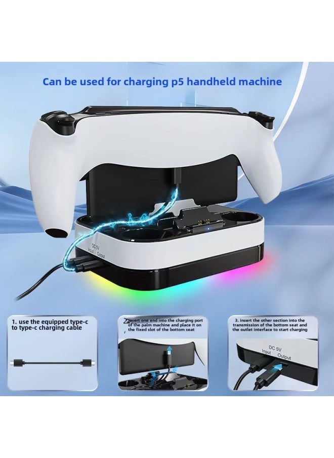 Generic - PS5 Gamepad Charging Bottom Charging PS5 Portal Streaming Handheld Charging Seat Charging PS5 Handle Charger-Color:2 Handles And 1 Handheld Machine Can Be Charged At The Same Time - Image 1