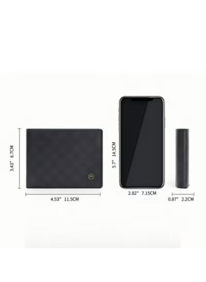 MANDU Men's Slim Bifold Wallet - Carbon Fiber Leather RFID Blocking Front Pocket Wallet with 4 Card Slots & 1 ID Window (Black) - Image 3