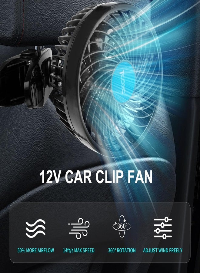 XOOL 12V 6'' Car Fan, Clip Fan 360 Degree Rotatable Car Fan Cooling Air Fan with Stepless Speed Regulation & Cigarette Lighter Plug for SUV, RV, Vehicles - Image 3