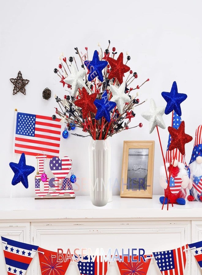 بيسماهير 12 قطعة من أعواد النجوم المنتفخة اللامعة للاحتفال بيوم الرابع من يوليو، باللونين الأحمر والأبيض والأزرق، أعواد زينة على شكل نجمة من الفوم الأمريكي، مناسبة لتزيين طاولة حفلات يوم الذكرى واليوم الوطني ويوم الاستقلال - Image 5