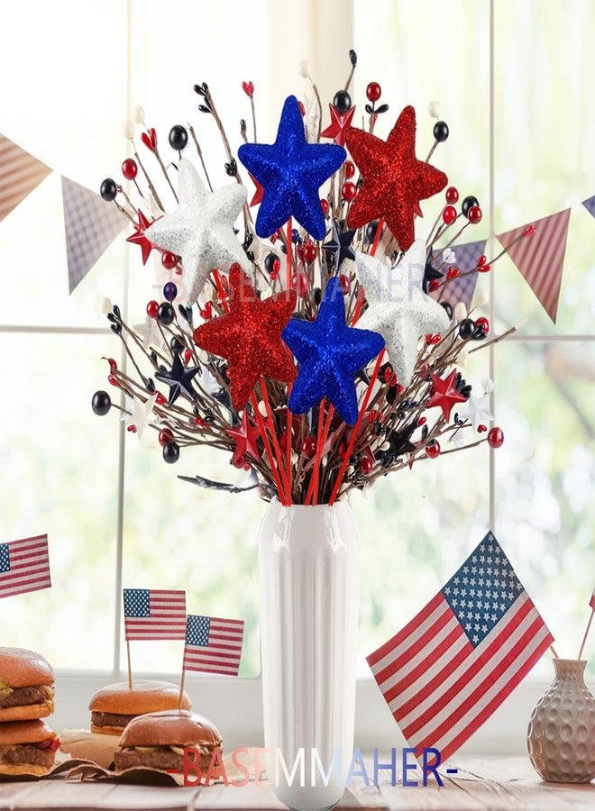 بيسماهير 12 قطعة من أعواد النجوم المنتفخة اللامعة للاحتفال بيوم الرابع من يوليو، باللونين الأحمر والأبيض والأزرق، أعواد زينة على شكل نجمة من الفوم الأمريكي، مناسبة لتزيين طاولة حفلات يوم الذكرى واليوم الوطني ويوم الاستقلال - Image 3