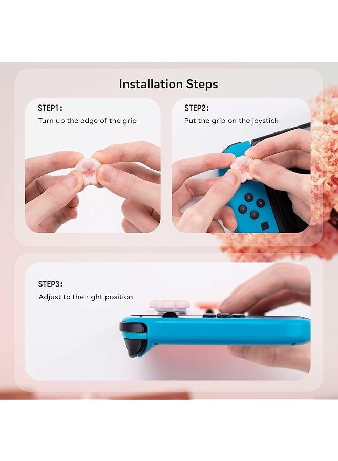 PROMASS 4PCS Silicone game console Thumb Grip Caps, Kawaii Cherry Blossom Joystick Cover Compatible with Switch/OLED/Switch Lite  - Image 4