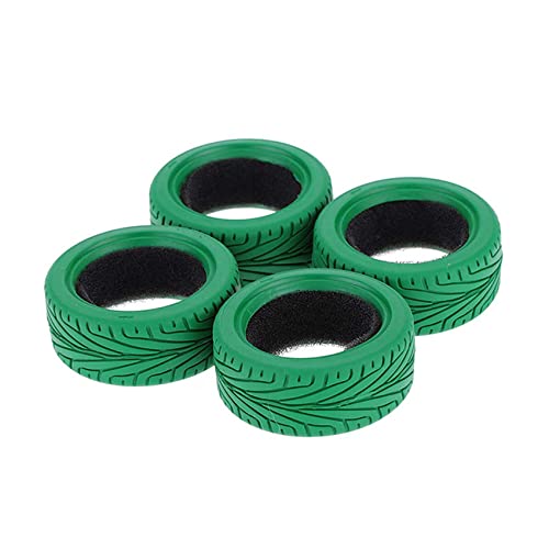 LAFEINA 1/10 RC On-Road Car Tyres, 65mm Rubber RC Tire for 1/10 HSP Tamiya HPI Kyosho RC On Road Run-flating Car (Green) - Image 3