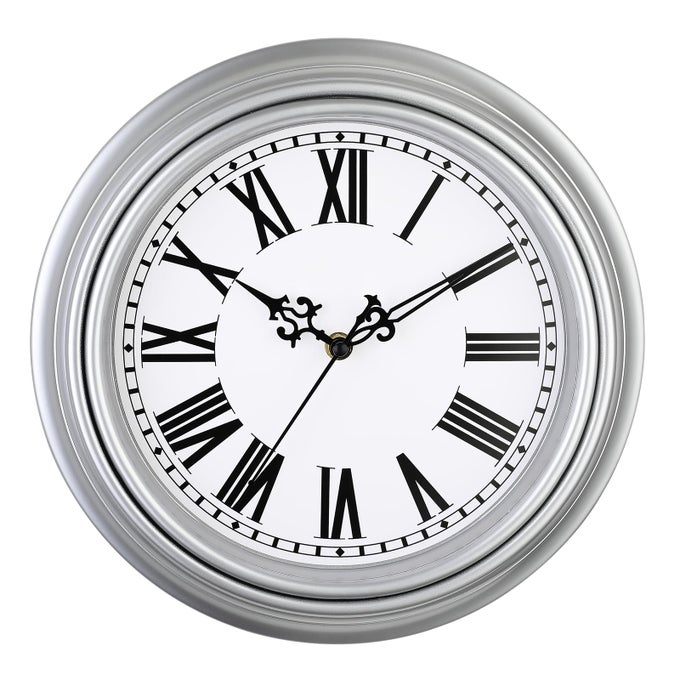 EXTRA LARGE RETRO WALL CLOCK 16 NON TICKING CLASSIC SILENT VINTAGE WALL CLOCKS DECORATIVE KITCHEN LIVING ROOM BEDROOM ROMAN NUMERALS BATTERY OPERATED SILVER