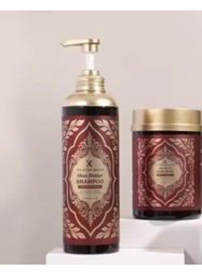 شامبو كيراتين كوين بزبدة الشيا 900 مل، ماسك 1000 مل، مُنعم ومُرطب ومُرمم، خالٍ من الكبريتات والبارابين