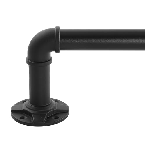 YAJUXIU Industrial Curtain Rod Adjustable 1 Inch Black Curtain Rods for Windows 66 to 120 Inch - Perfect Indoor/Outdoor, Room Divider Curtain Rod (30-120") - Image 1