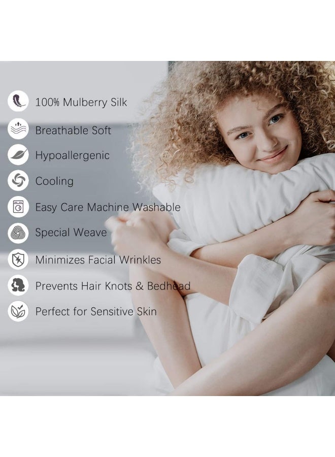 Vernia Natural Silk Pillowcase Set of 2 for Hair & Skin - Both Sides 19 Momme 600 Thread Count with Hidden Zipper - Image 5