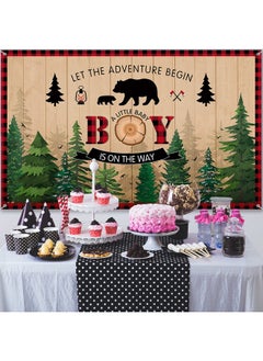 Tatuo Lumberjack Baby Shower Party Decorations Backdrop For Boy Buffalo Plaid Party Supplies Adventure Themed Party Decorations  - Image 5