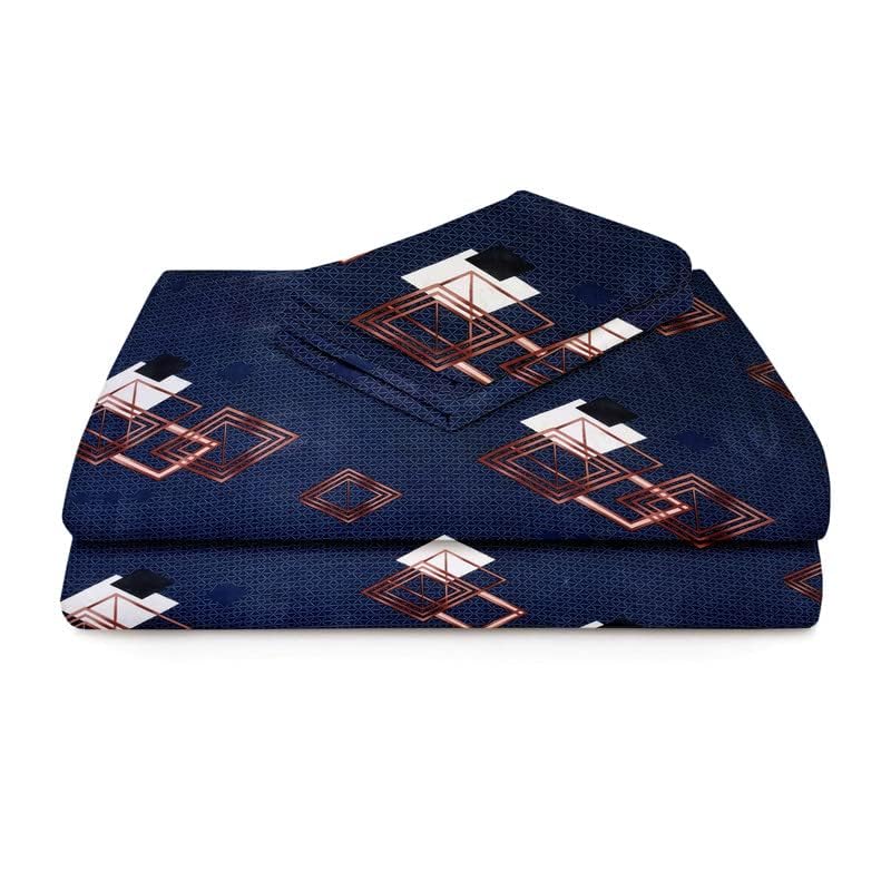 BSB بي إس بي هوم شراشف سرير مفرد مسطحة من قطن جلاسي بريميوم 180 TC قابلة للتنفس | خالية من التجاعيد (الحجم-60 × 90 بوصة) مع 1 غطاء وسادة بحجم كينغ (الحجم-17 × 27 بوصة، تصميم تجريدي، أسود وأبيض) - Image 4