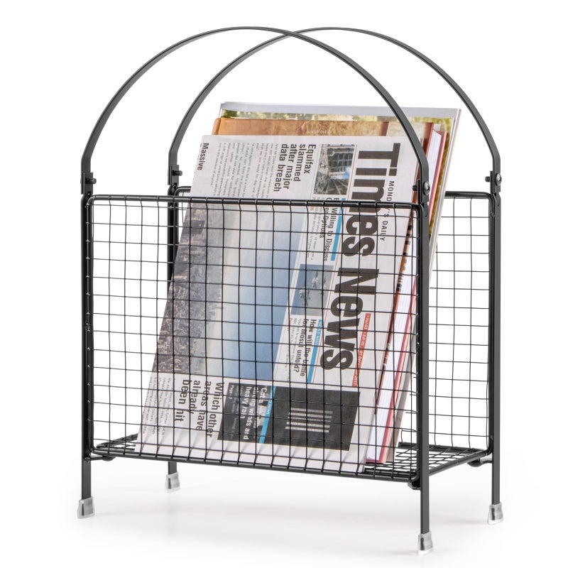 PUERSI Freestanding Magazine Holder Modern Touch Handbag Design Magazine Organizer Metal Rack for Books Vinyl Record Newspaper Black - Image 2