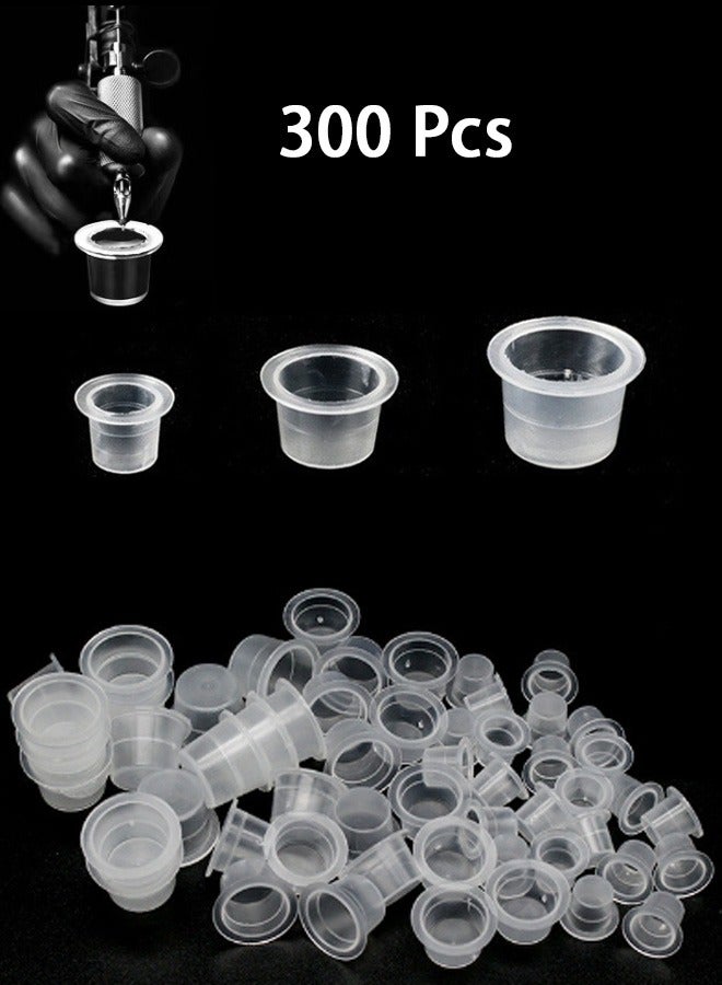 GMORO Tattoo Ink Caps,300 Pcs Mixed Size Disposable Pigment Cups,3 Sizes Plastic Cups Caps for Ink,Supplies  - Image 1