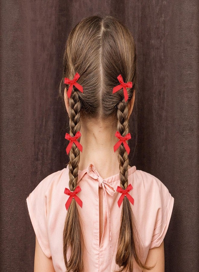 Larrel 30 Pcs Red Hair Bow, Mini Bows Hair Clips Cute Bowknot Satin Hairs Ribbon Red Barrettes Small Claw Clips Hairs Accessories for Women Girls Teens Braids Haires Decoration - Image 4