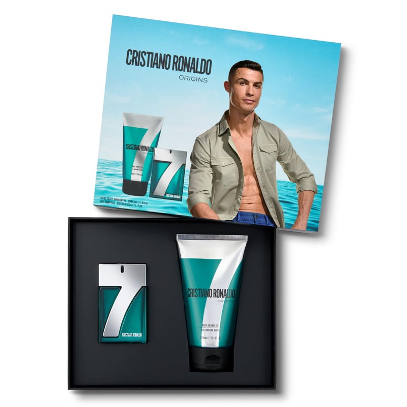 Cristiano Ronaldo CR7 CRISTIANO RONALDO Cristiano Ronaldo CR7 Origins - Perfume for Men - Body Shower Gel - Cologne for Men with Pineapple Sorbet, Mandarin, Bay Leaf Notes - 2 pc Gift Set - Image 1