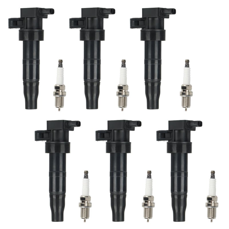 Ignition Coil Pack  Iridium Spark Plugs for 20062011 Hyundai Azera 38L V6 20072008 Entourage 38L V6 Santa Fe Sonata Veracruz Kia Amanti Optima Sedona Sorento UF546 6 Sets