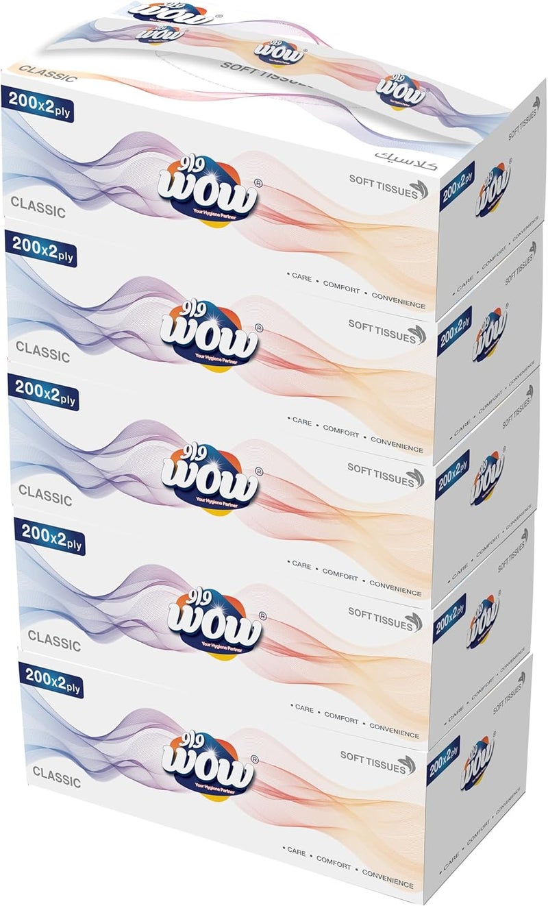 WOW Premium Facial Classic 200 x 2 Ply Tissue - 4-Box - Image 2